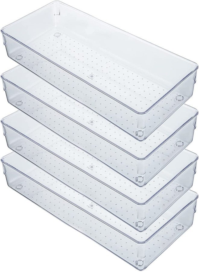 INKULTURE Transparent Drawer Storage Box Ideal for Organizing Kitchen Drawers, Offices, Desks, Kitchen Utensils, Cosmetics and Bathrooms Size-35.10cmx15.24cmx 5.02cm Pack of 02 - Image 4